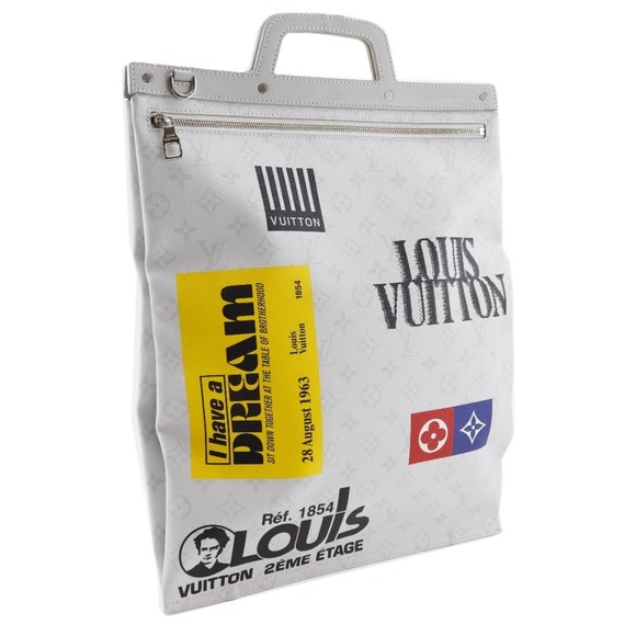 LOUIS VUITTON Flat vertical tote handbag M44627 x White Monogram canvas 2019 ... - Picture 3 of 10